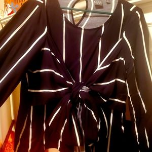 Black & White Striped Blouse New York & Company